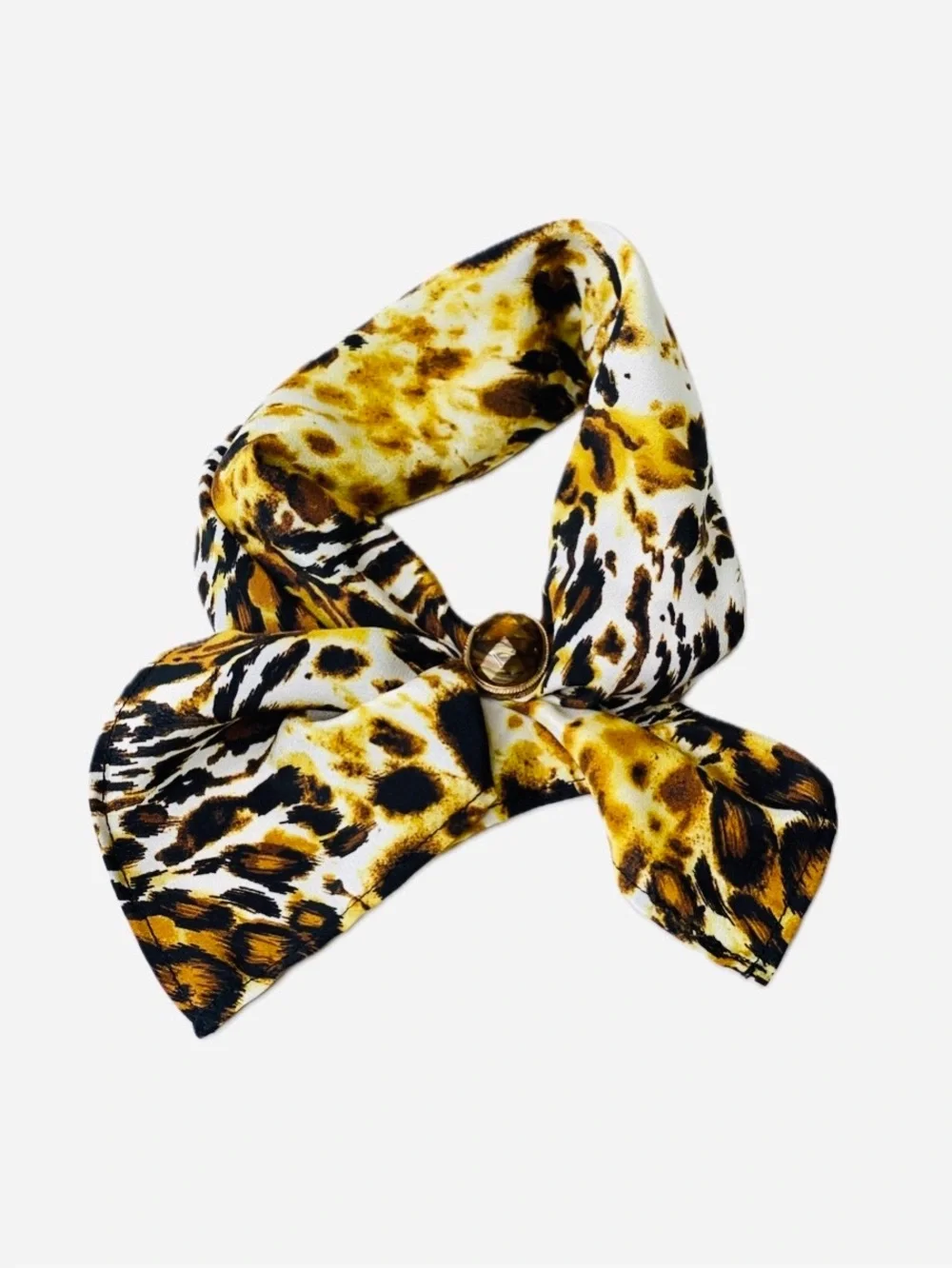 NWT SILKLETTE Animal Print 100% Fine Silk Kerchief Scarf ORANGE/BROWN/BLACK